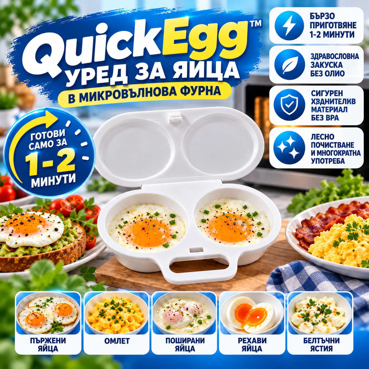 QuickEgg Уред за яйца в микровълнова фурна