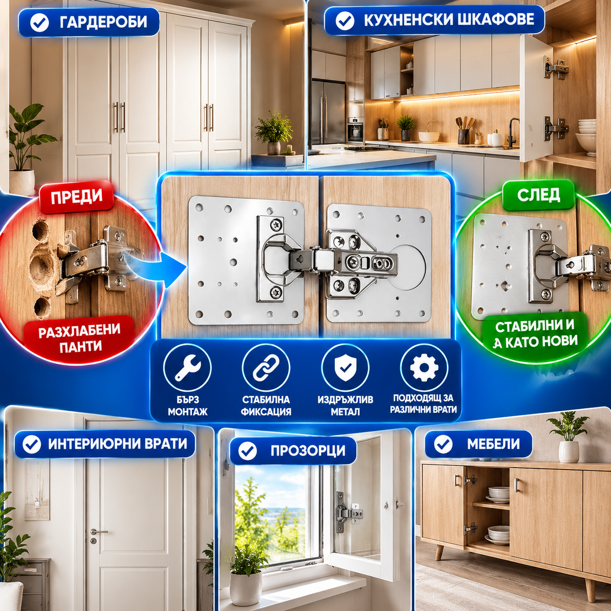 DoorFix Комплект за ремонт на панти 10 броя