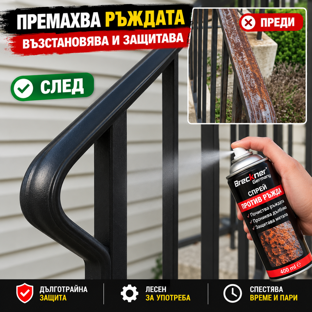 RustGuard Комплект – Спрей против ръжда + Защитни ръкавици