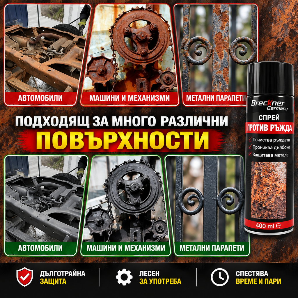 RustGuard Комплект – Спрей против ръжда + Защитни ръкавици